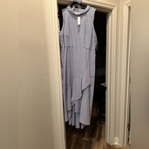 NWT New York and Company size 16 Striped Blue Sleeveless Dress